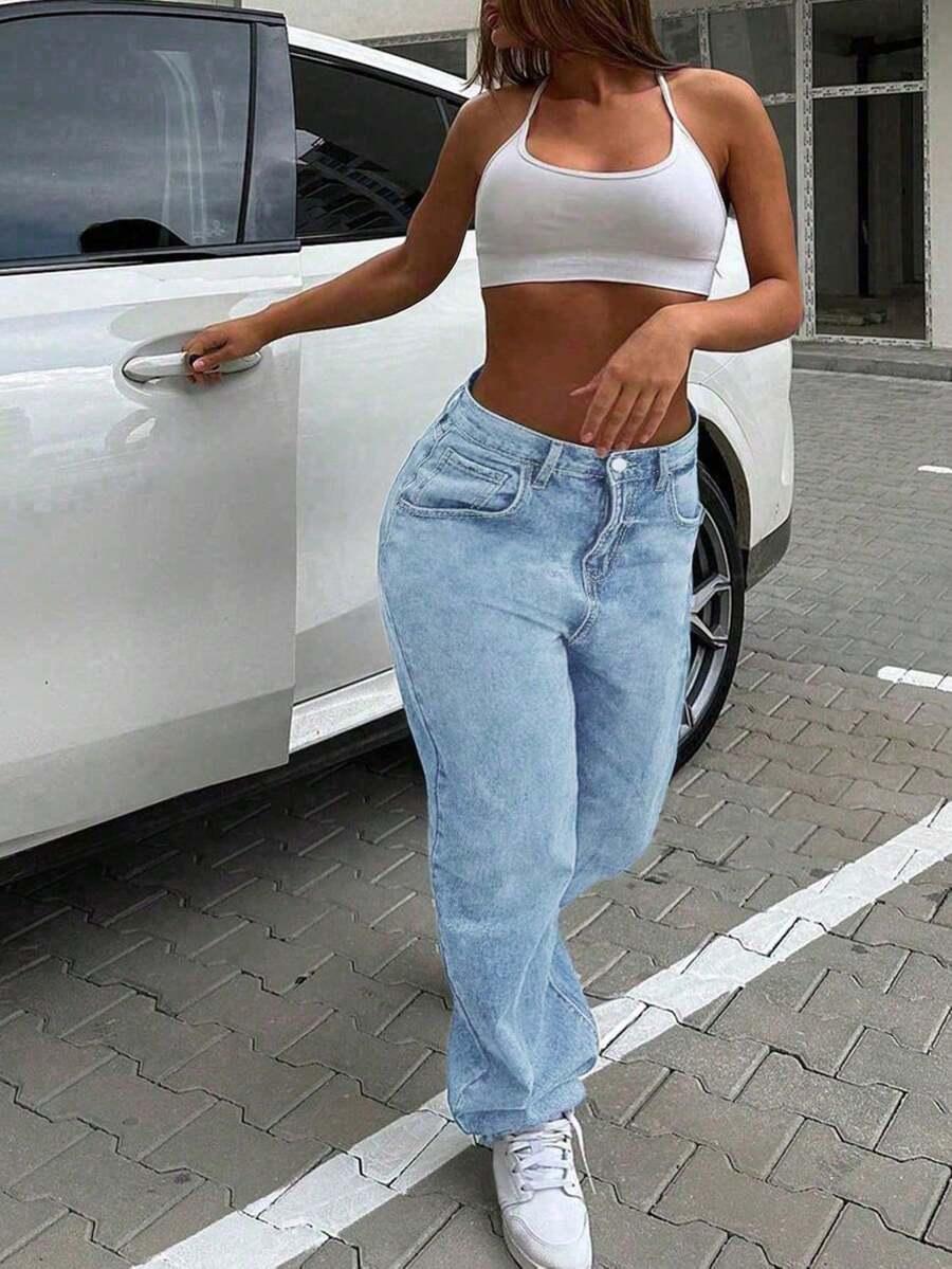 SHEIN SPODNIE JEANS PROSTA NOGAWKA S06__48