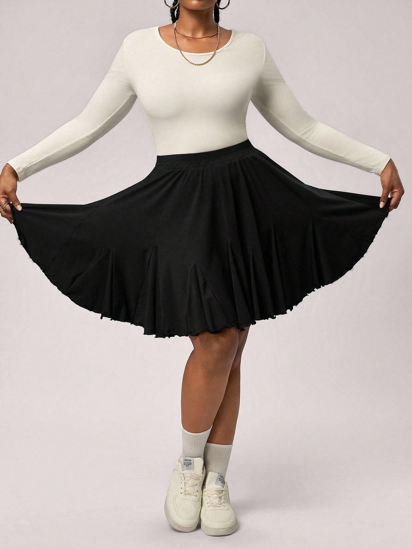 SHEIN CZARNA SPÓDNICA PRZED KOLANO S06__52