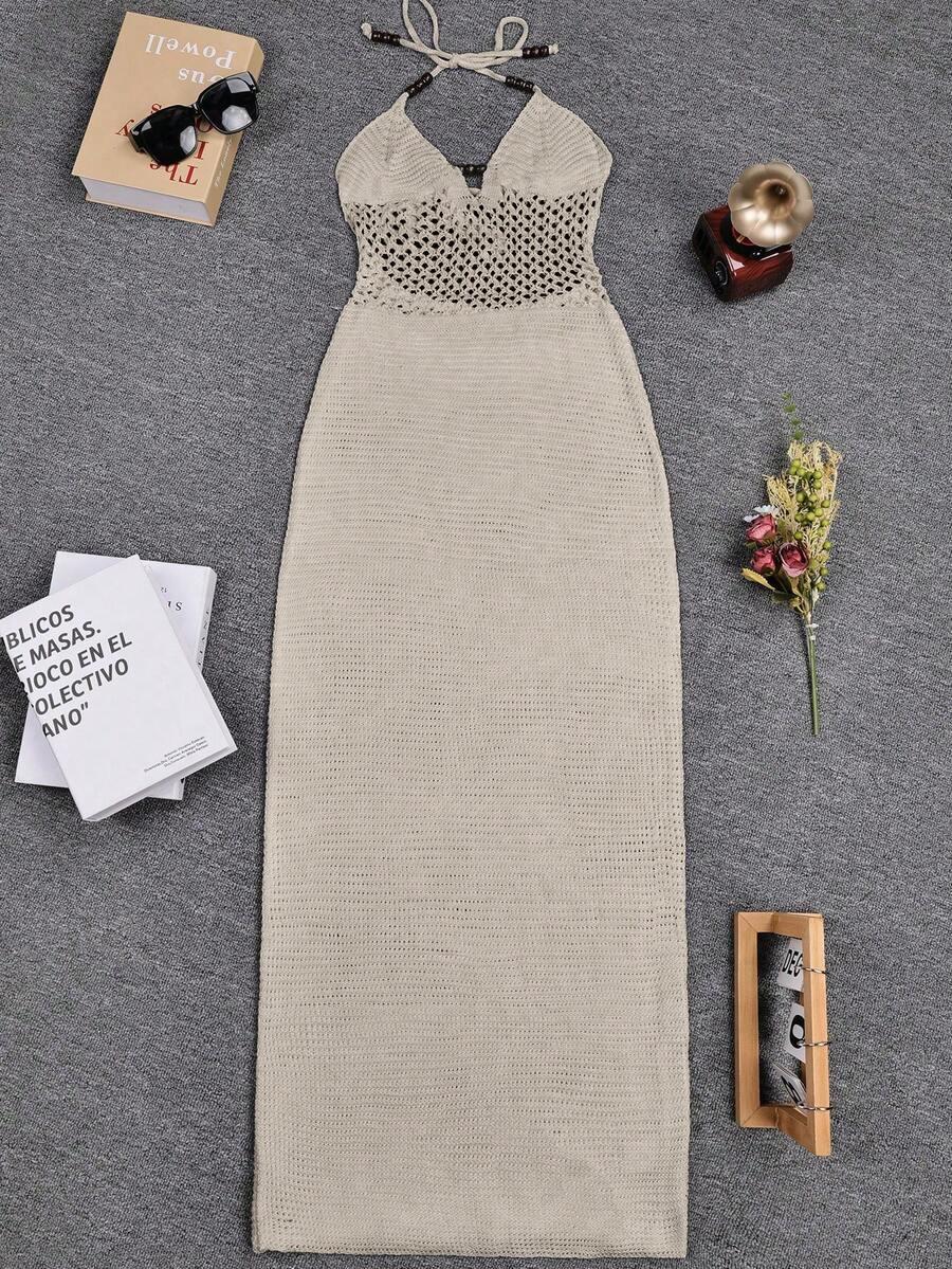 SHEIN BEŻOWA MAXI SUKIENKA S06__L