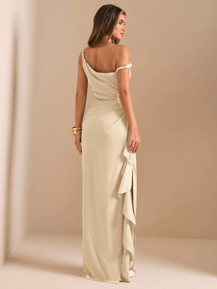 SHEIN BEŻOWA SUKIENKA MAXI S06__L