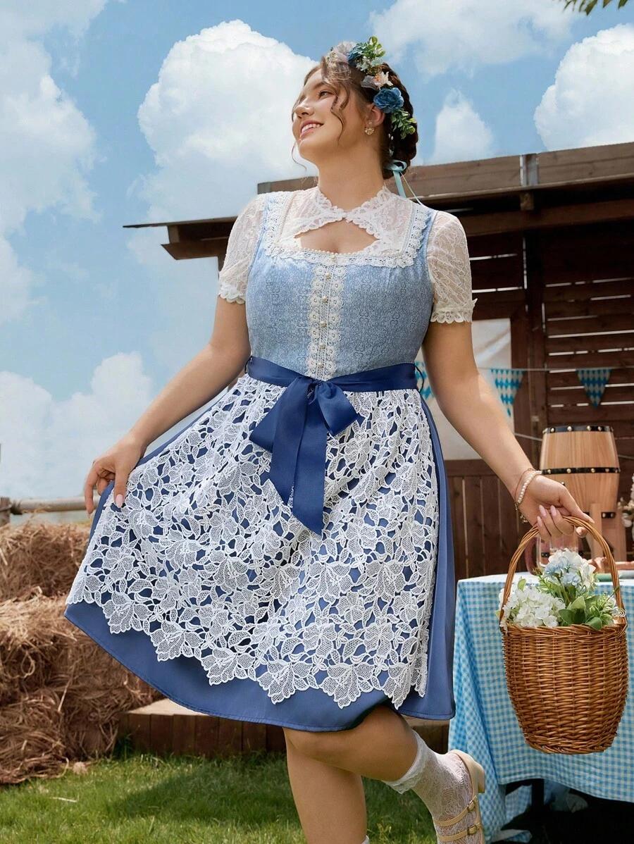 SHEIN NIEBIESKA SUKIENKA KORONKA S06__52