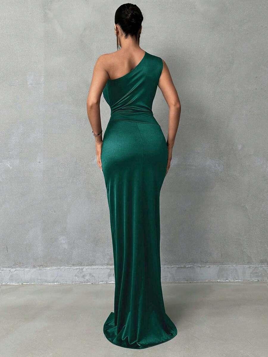 SHEIN ASYMETRYCZNA MAXI SUKIENKA MARSZCZENIE PK01__L