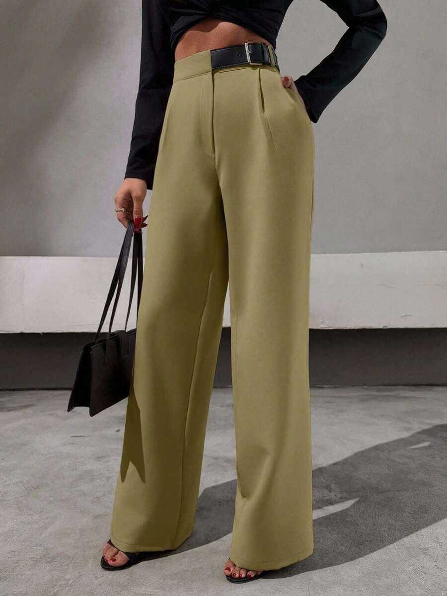 SHEIN ZIELONE SPODNIE PROSTA NOGAWKA S06__XL