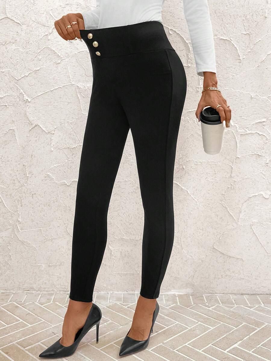 SHEIN CZARNE LEGGINSY WYSOKI STAN S06__S
