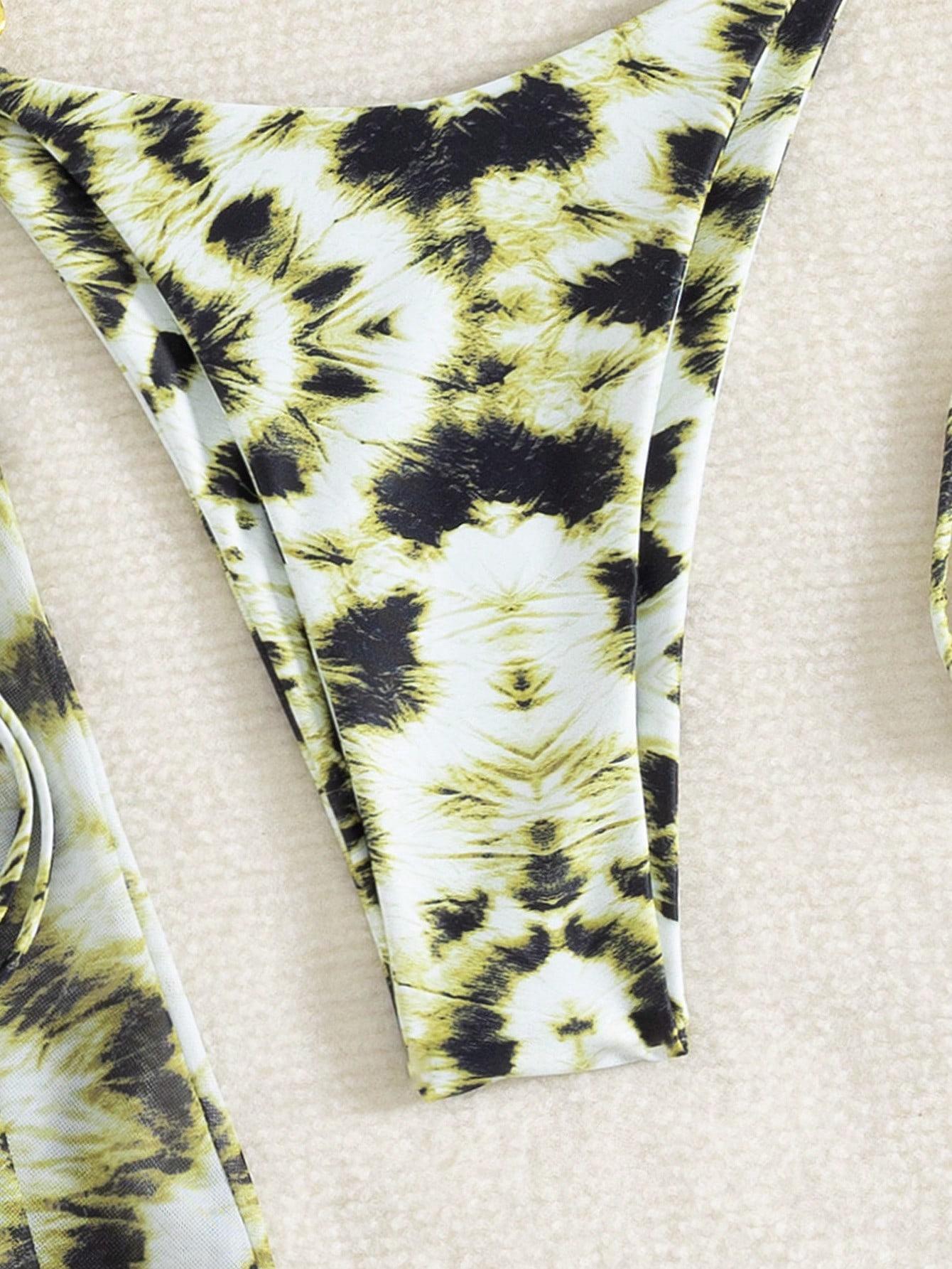 SHEIN DWUCZĘŚCIOWY STRÓJ KĄPIELOWY PRINT ZDOBIENIE PAREO ZT2__S