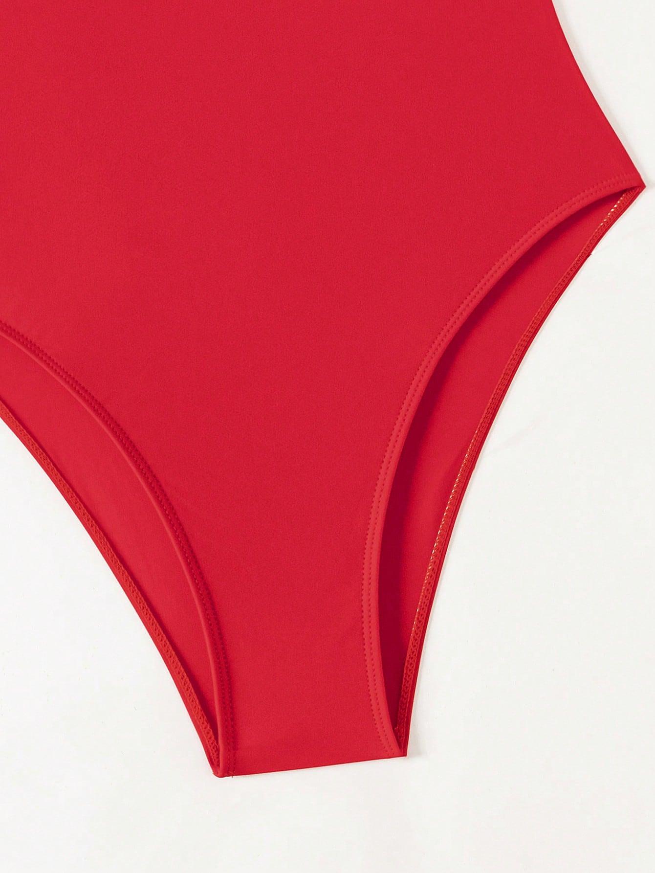SHEIN CZERWONY JEDNOCZĘŚCIOWY STRÓJ KĄPIELOWY S09__S
