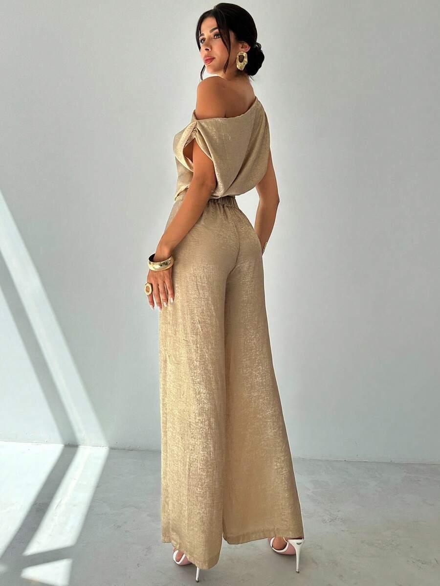SHEIN ASYMETRYCZNY TOP POŁYSK S06__L