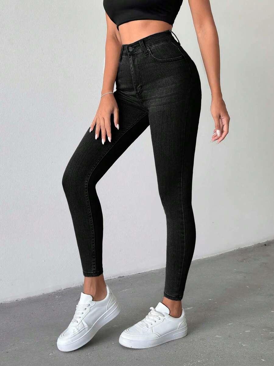 SHEIN CZARNE SPODNIE JEANS RURKI