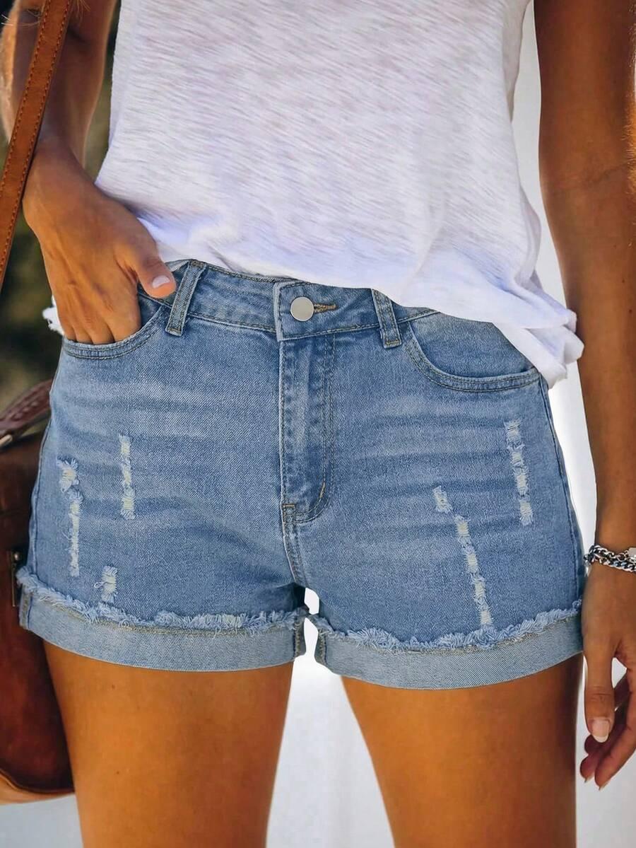 SHEIN NIEBIESKIE SPODENKI JEANS PRZETARCIA S06__M