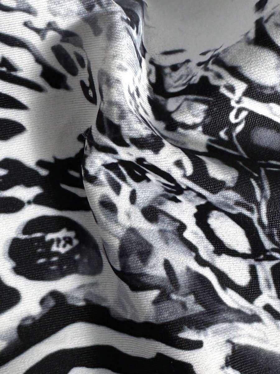 SHEIN DWUCZĘŚCIOWY STRÓJ KĄPIELOWY ANIMAL PRINT KONTRAST S09__XS