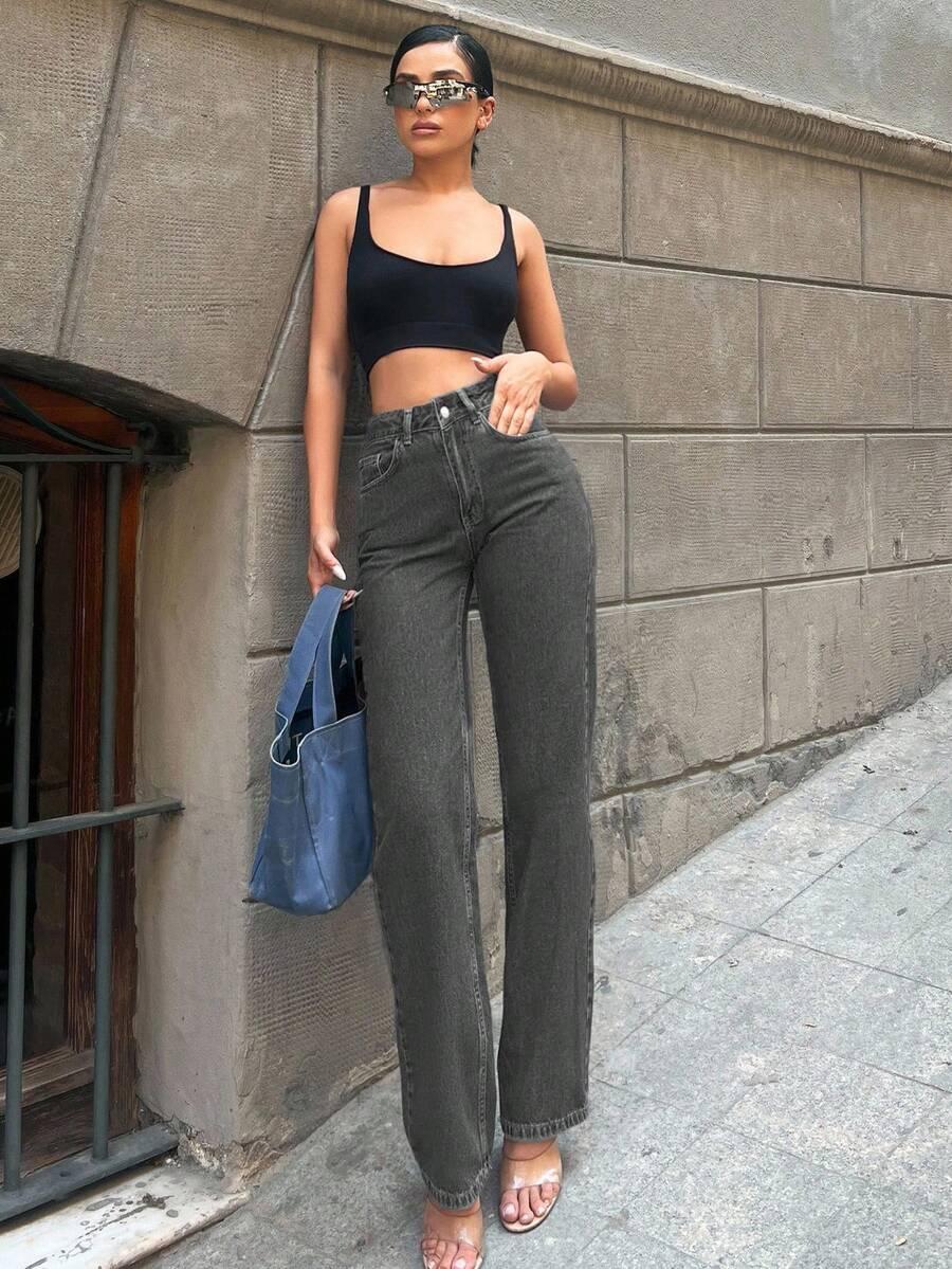 SHEIN SZARE SPODNIE JEANS S06__L
