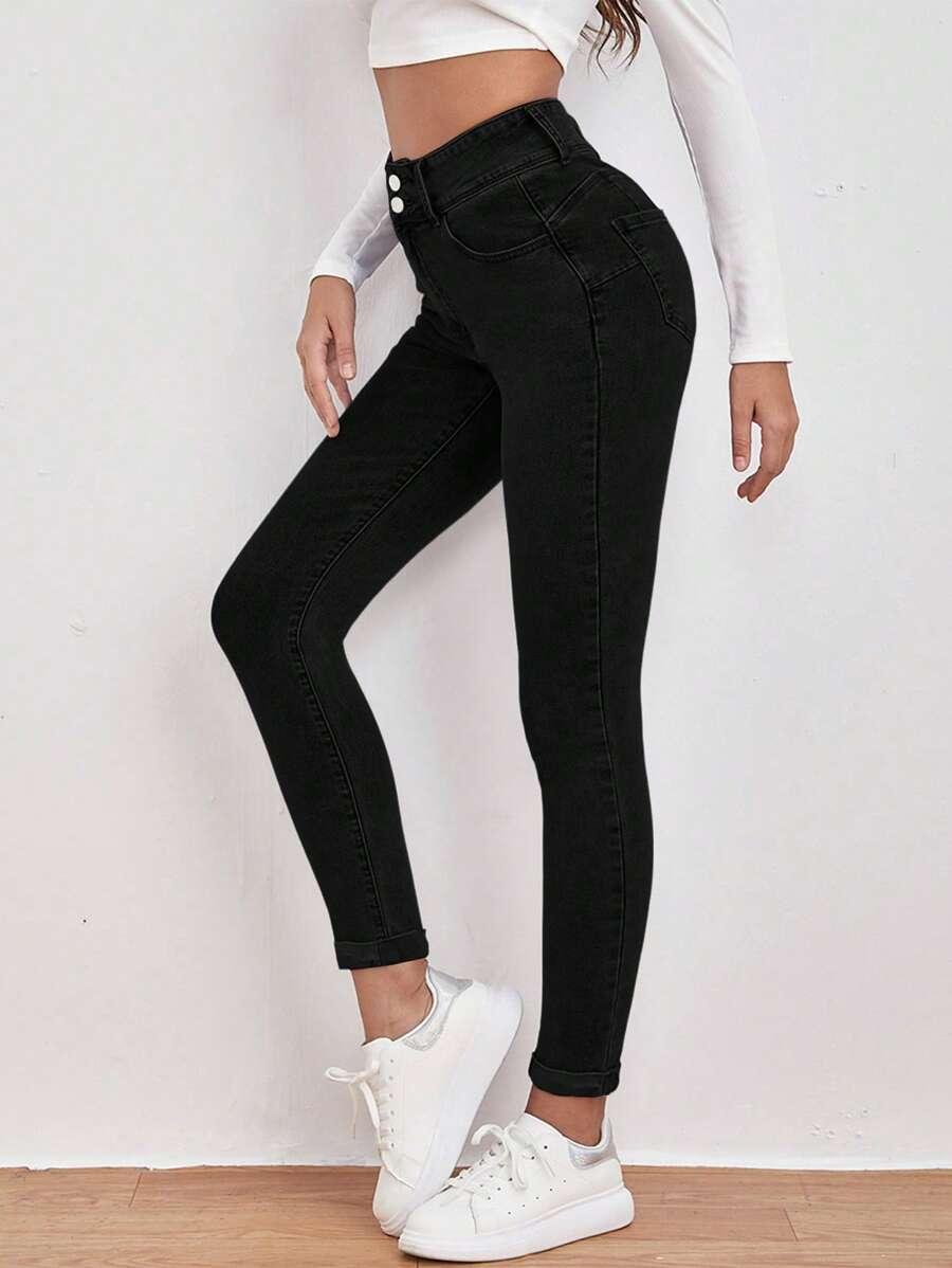 SHEIN CZARNE SPODNIE JEANS S06__L