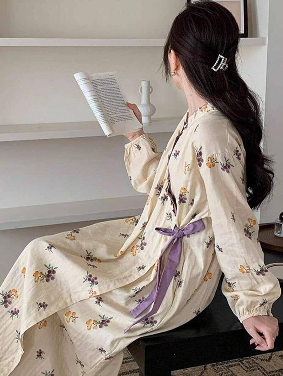 SHEIN SZLAFROK WZÓR KWIATY S06__M