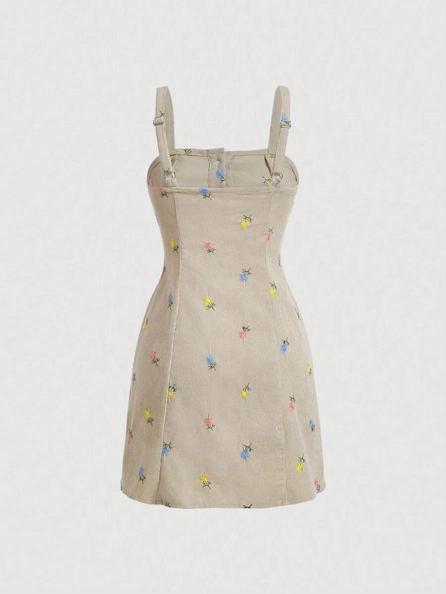 SHEIN BEŻOWA MINI SUKIENKA HAFT S06__M