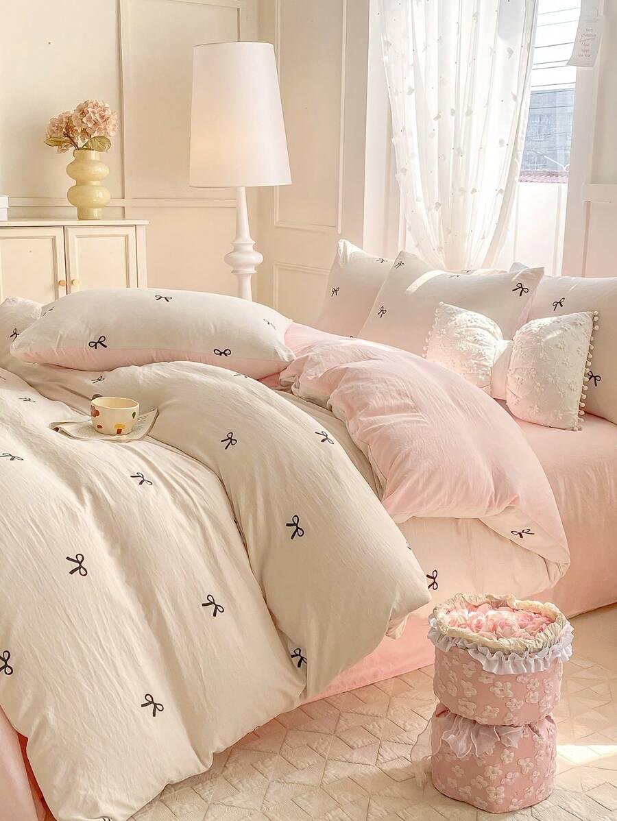 SHEIN KOMPLET POŚCIELI WZÓR KOKARDKI S07__135X200CM