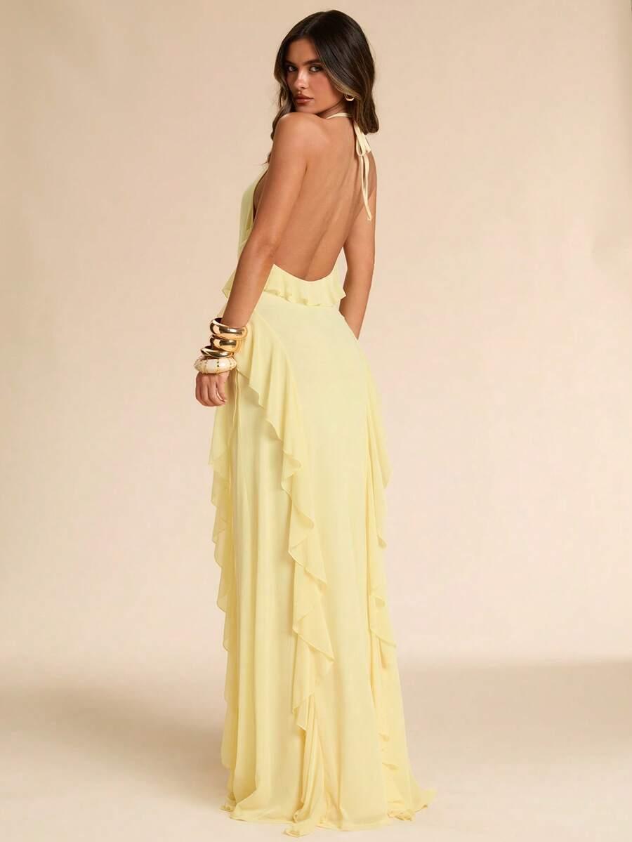 SHEIN ŻÓŁTA MAXI SUKIENKA S06__L