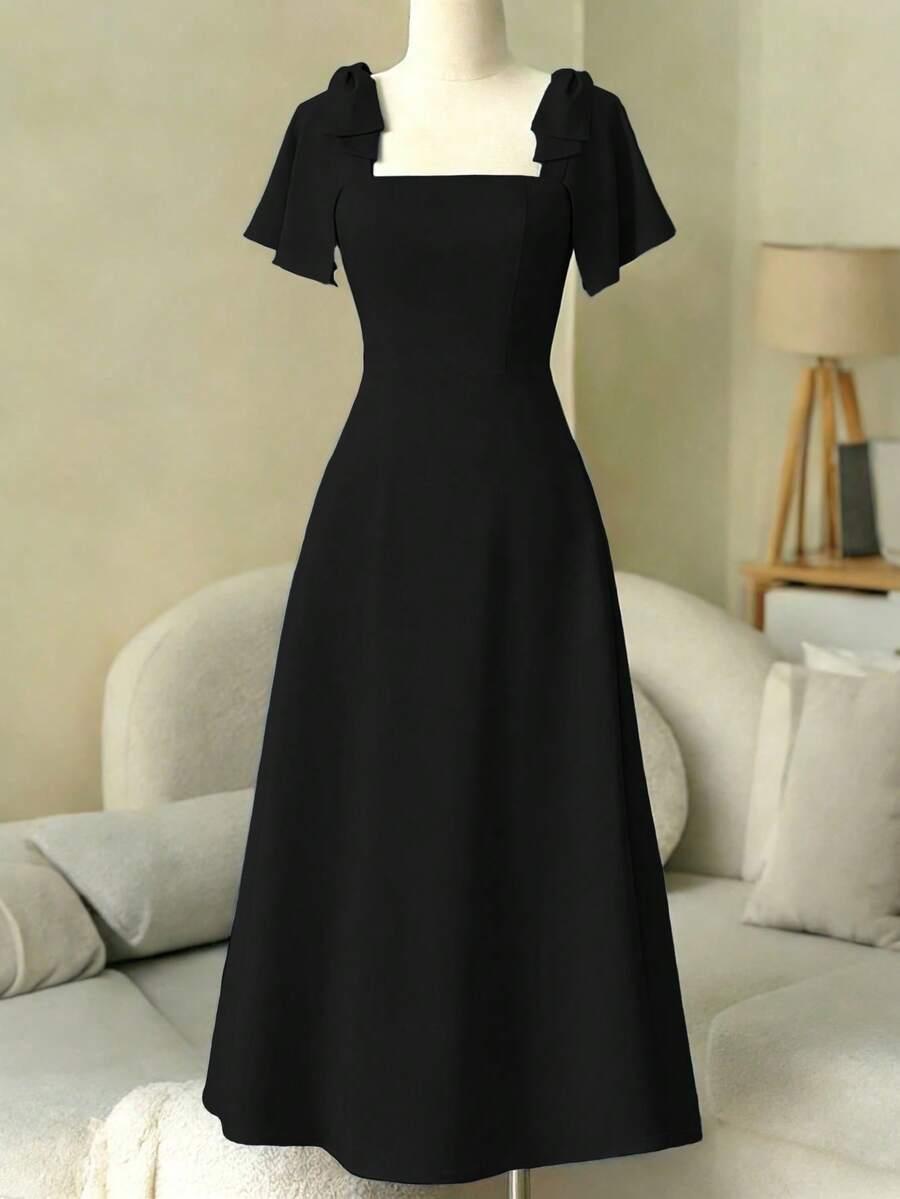 EMERY ROSE CZARNA MAXI SUKIENKA KRÓTKI RĘKAW S06__M