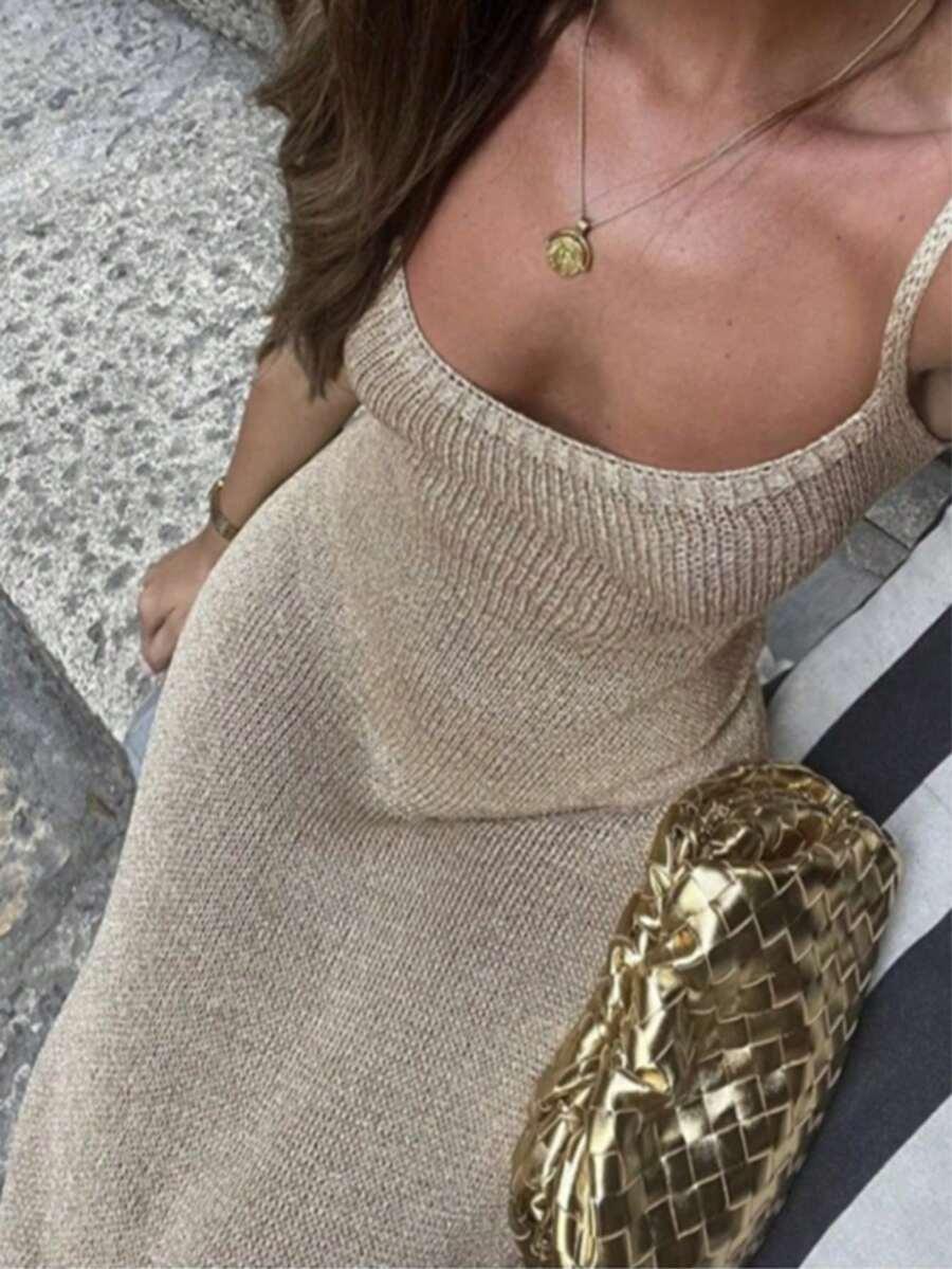 SHEIN DZIANINOWA SUKIENKA ODKRYTE PLECY WIĄZANIE PK01__XXS