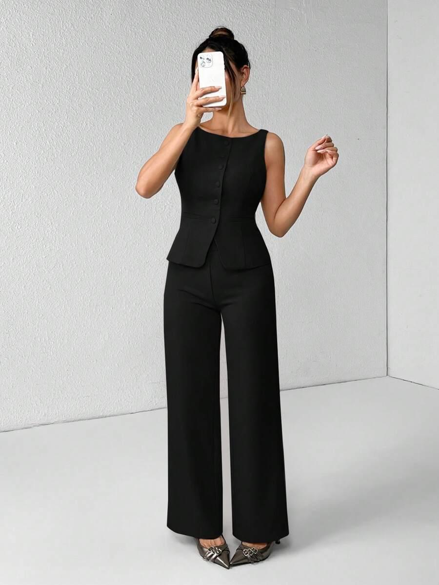 SHEIN SPODNIE KAMIZELKA KOMPLET S06__L