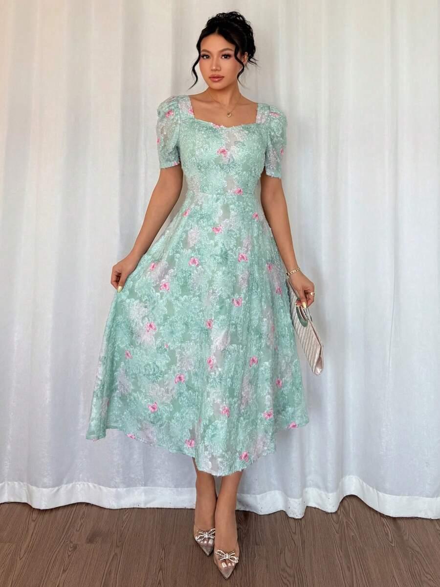 SHEIN SUKIENKA Z KRÓTKIM RĘKAWEM S06__M