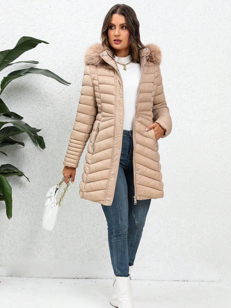 SHEIN BEŻOWA PIKOWANA KURTKA W01__L