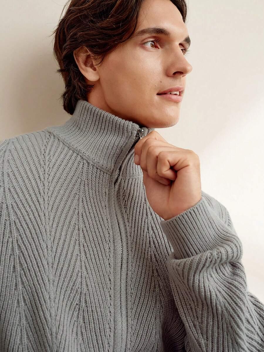 MANFINITY SZARY SWETER ZAMEK S06__L