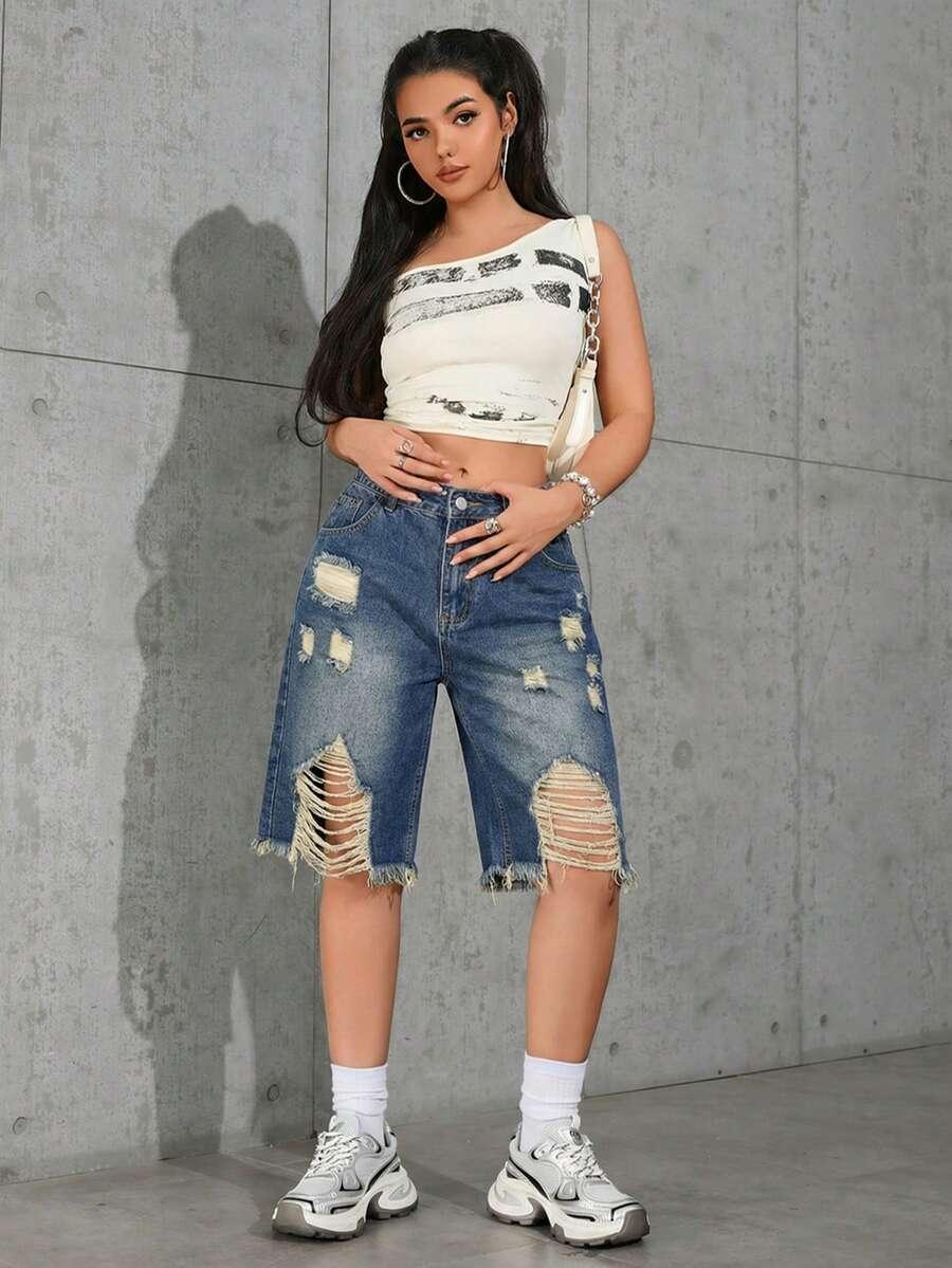 SHEIN NIEBIESKIE JEANSOWE SPODENKI S06__XL