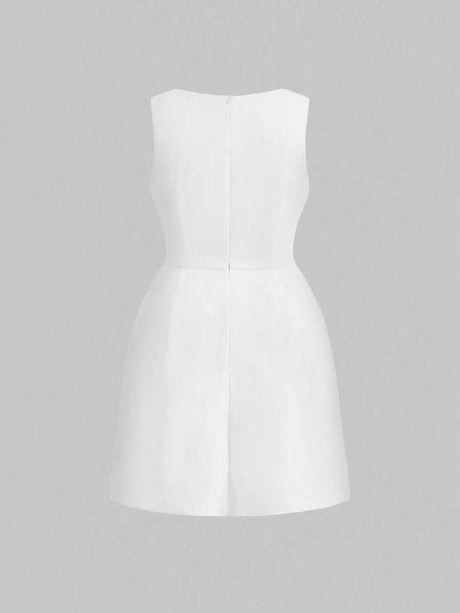 SHEIN BIAŁA MINI SUKIENKA BEZ RĘKAWÓW S09__46