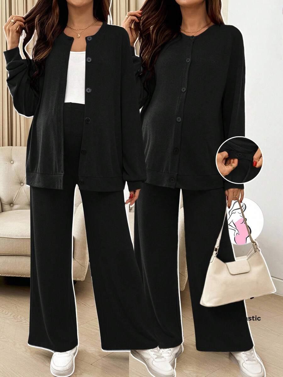 SHEIN SPODNIE SWETER CIĄŻOWY KOMPLET S06__L