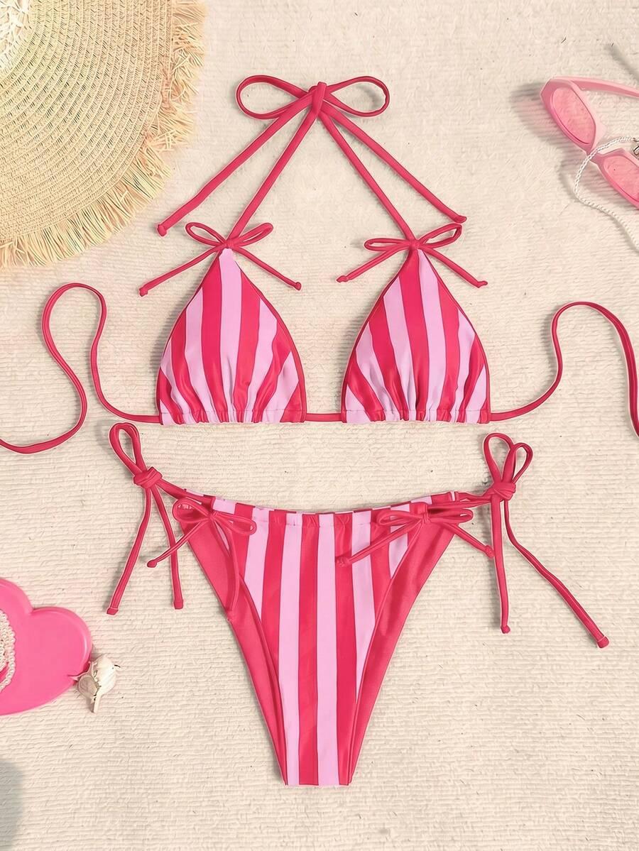 SWIM MOD WIĄZANY DWUCZĘŚCIOWY STRÓJ KĄPIELOWY WZÓR PASKI S09__M