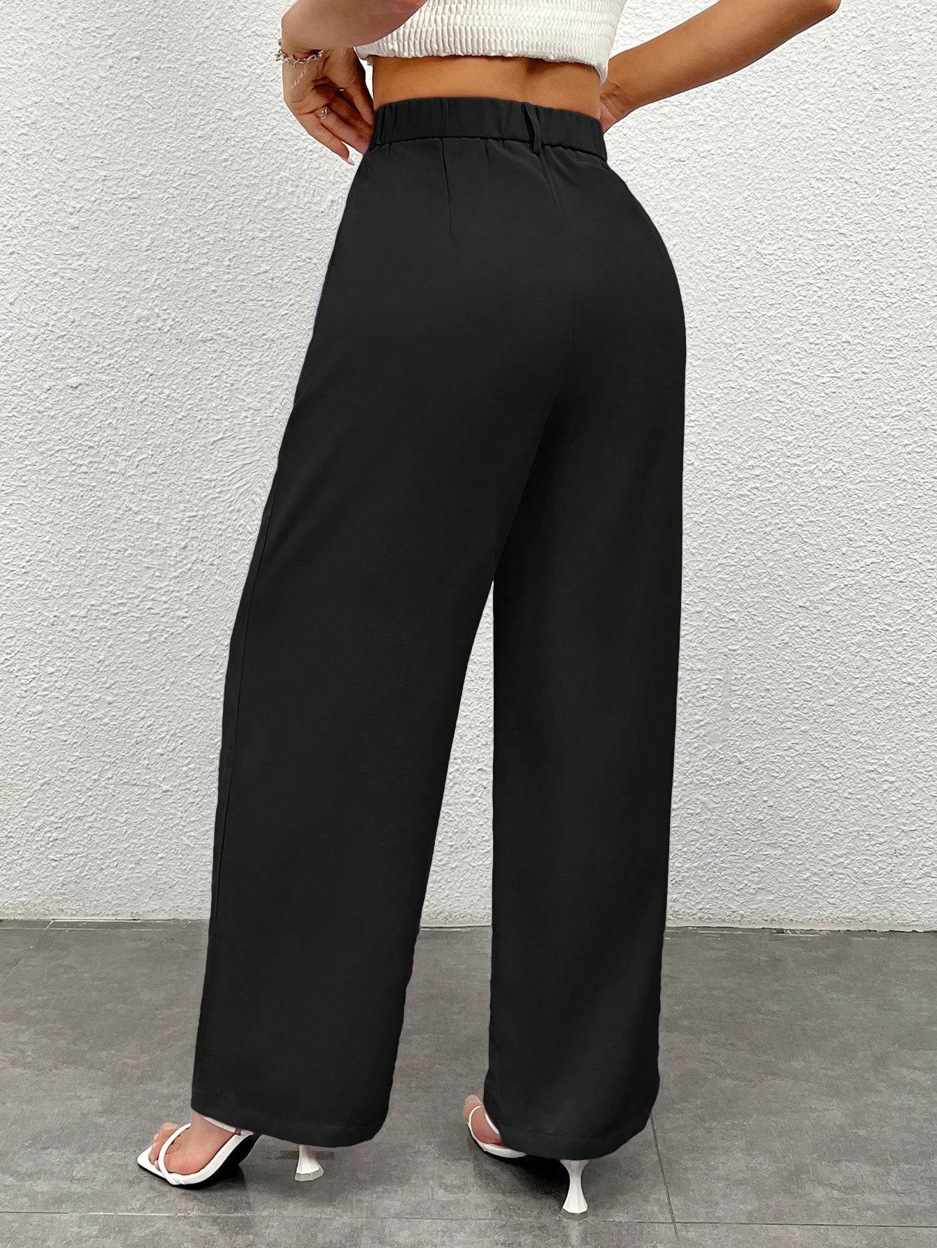 SHEIN CZARNE SPODNIE PROSTA NOGAWKA S06__L