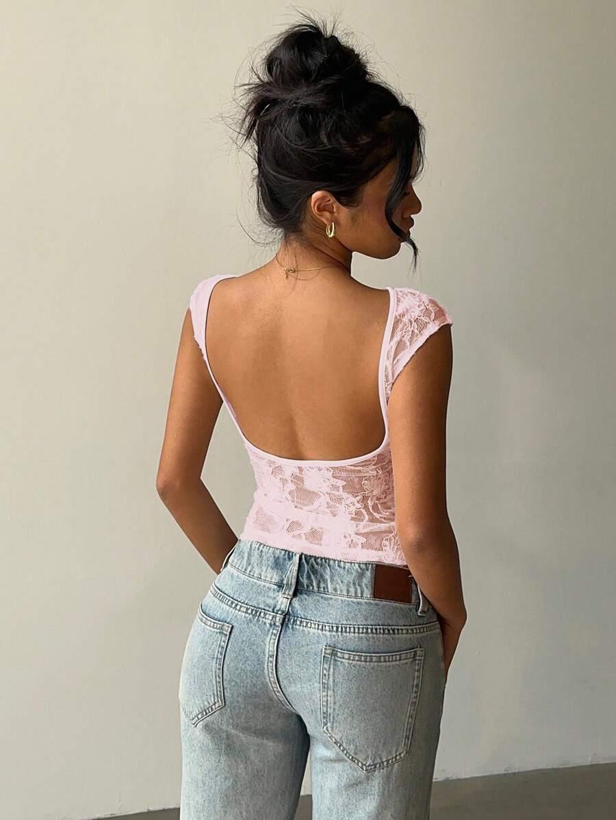SHEIN RÓŻOWY TOP ODKRYTE PLECY S06__XXS