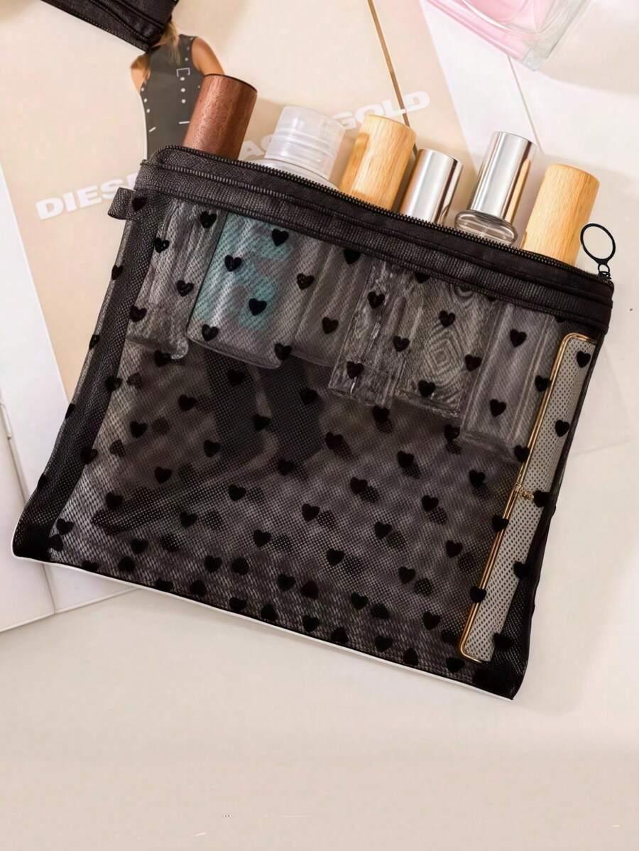 SHEIN CZARNA KOSMETYCZKA ZAMEK 2-PACK S07