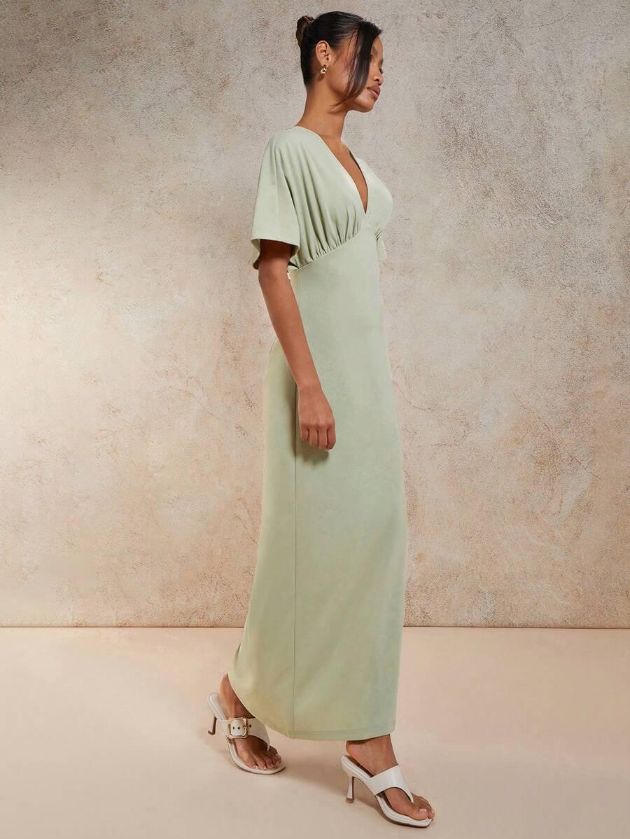 SHEIN ZIELONA MAXI SUKIENKA KRÓTKI RĘKAW S06__XL