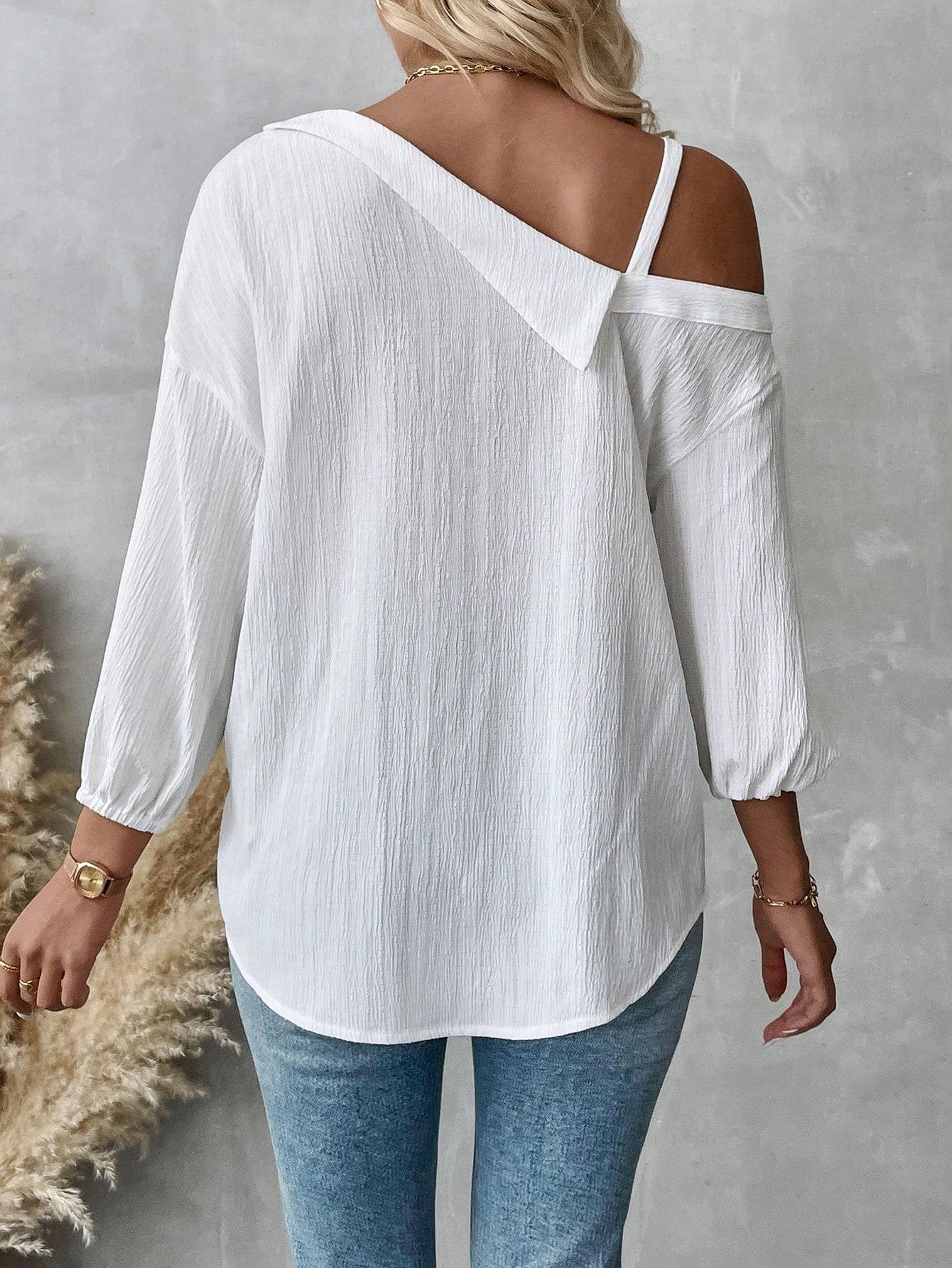 SHEIN BIAŁA KOSZULA WYCIĘCIE S06__XS