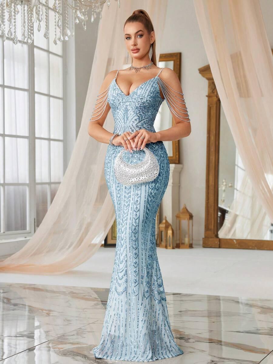 SHEIN MAXI SUKIENKA ZDOBIENIA S06__M