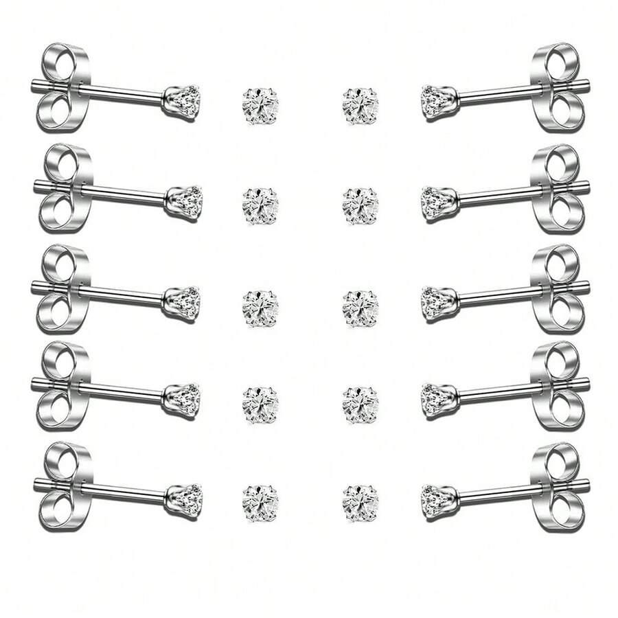 SHEIN KLASYCZNE SREBRNE KOLCZYKI 10-PACK S07