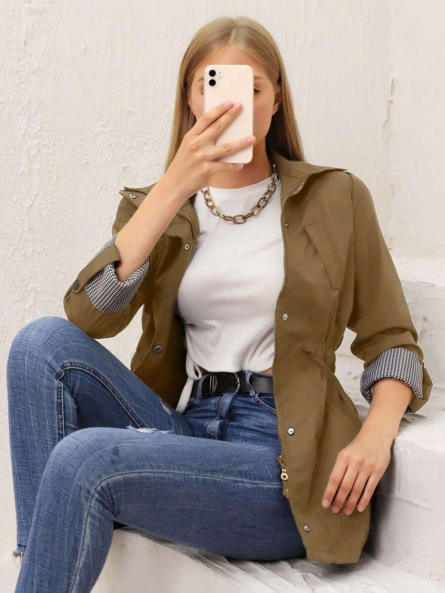 SHEIN BEŻOWA KURTKA ZAMEK W01__XL