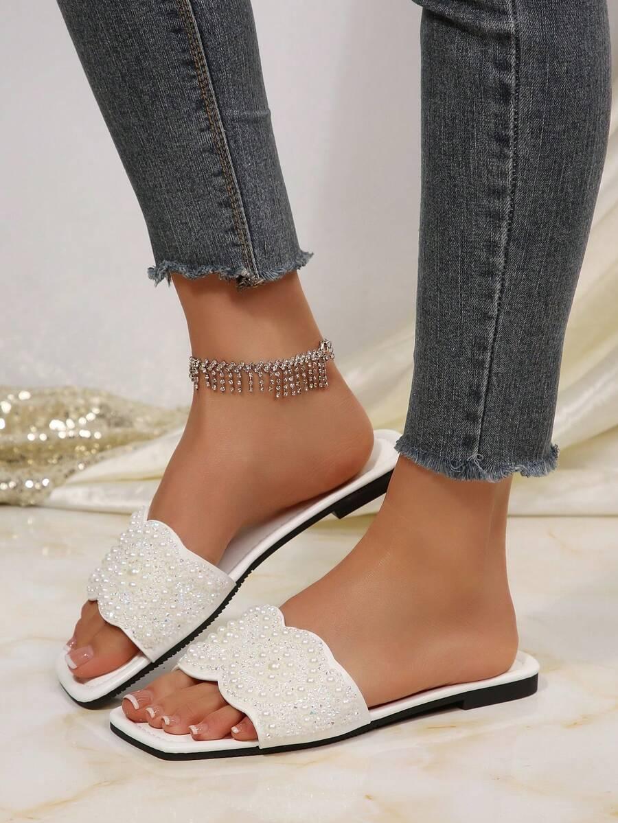 FASHION BIAŁE KLAPKI ZDOBIENIE S06__39