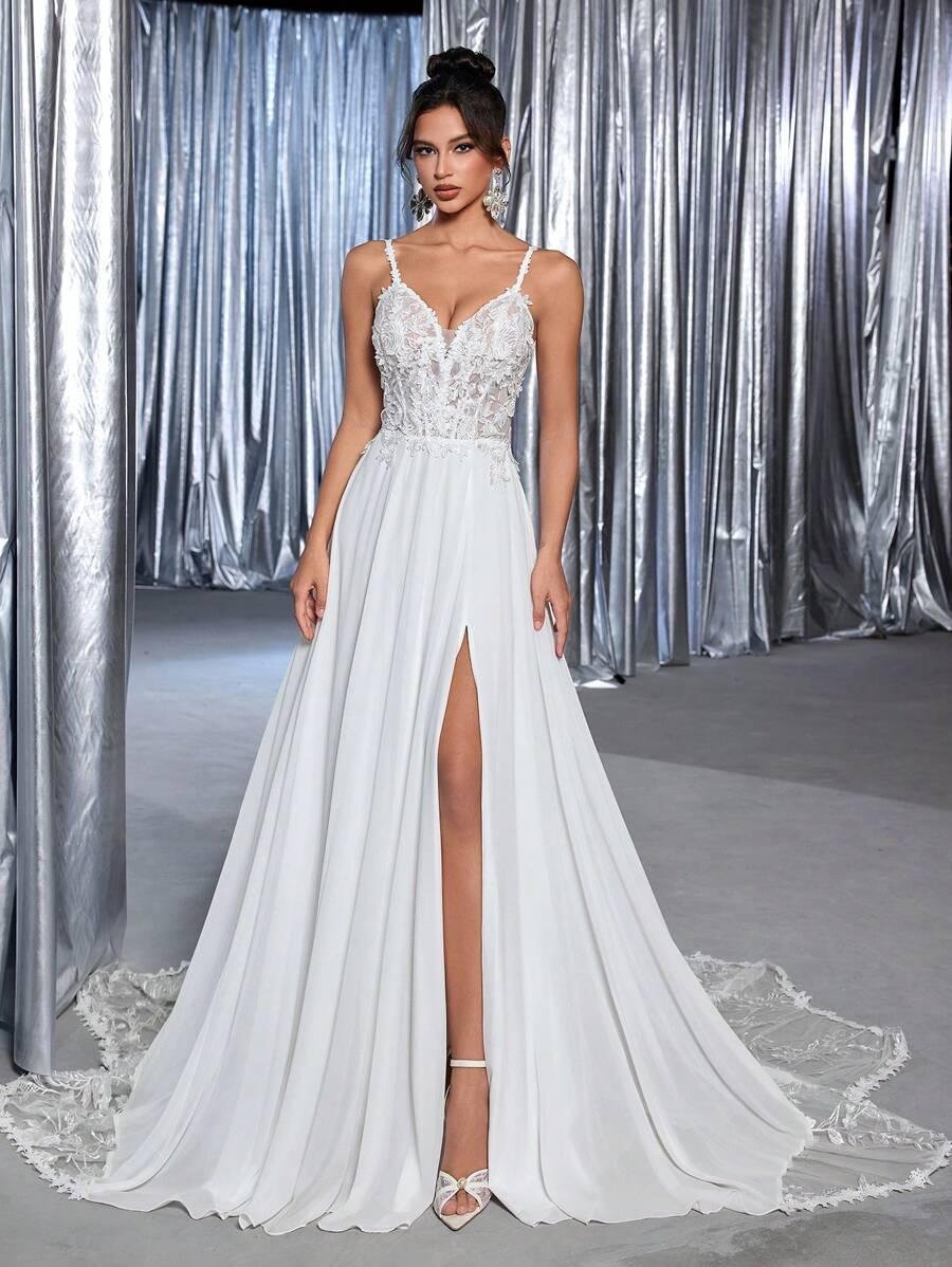 SHEIN BIAŁA SUKNIA ŚLUBNA ZDOBIENIE S06__36