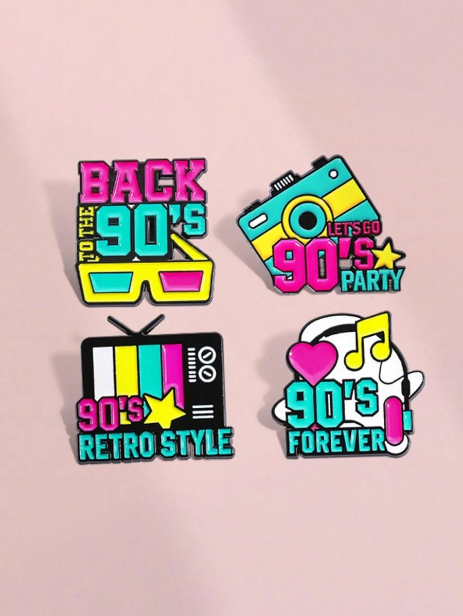 SHEIN PIN PRZYPINKI W STYLU LAT 90 4 PACK S07__