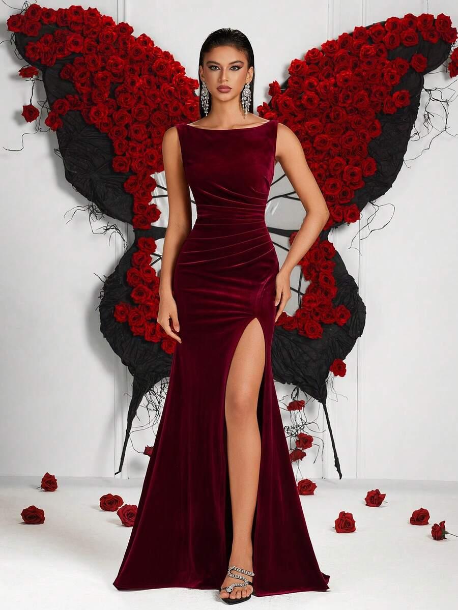 SHEIN BORDOWA MAXI SUKIENKA S06__M
