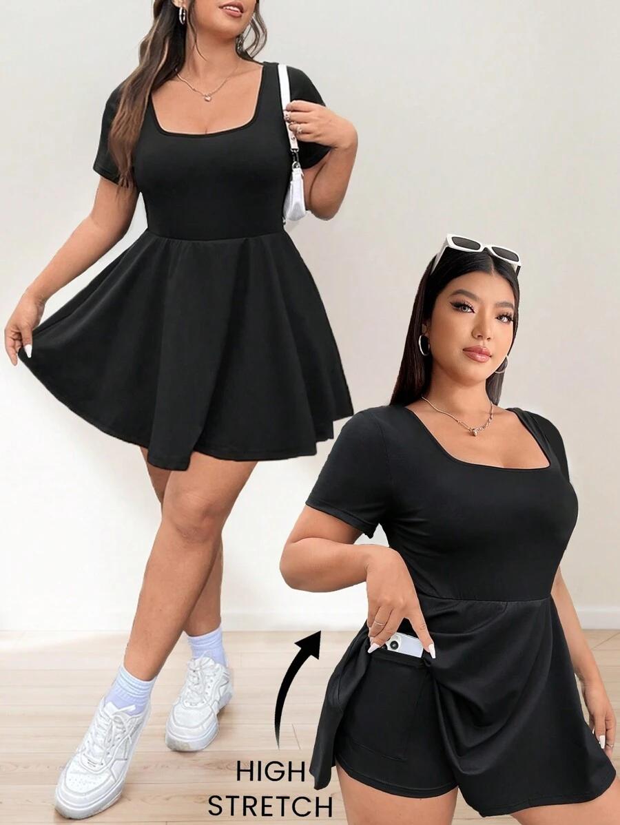 SHEIN CZARNA SUKIENKA KRÓTKI RĘKAW S06__52