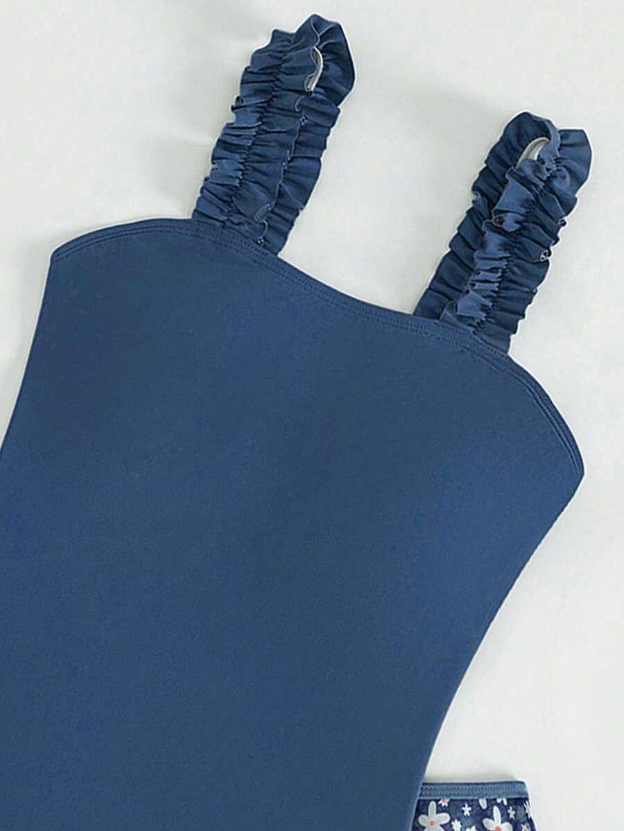 SHEIN GRANATOWY JEDNOCZĘŚCIOWY STRÓJ KĄPIELOWY SPÓDNICZKA S09__140-146
