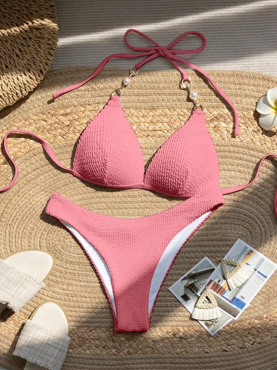 SHEIN RÓŻOWY DWUCZĘŚCIOWY STRÓJ KĄPIELOWY S09__XS