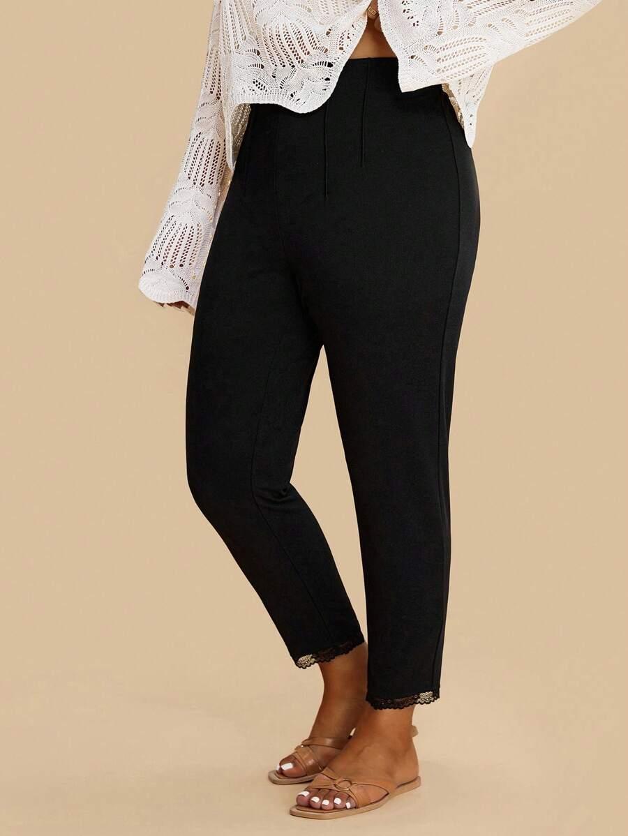 SHEIN CZARNE SPODNIE KORONKA S06__50