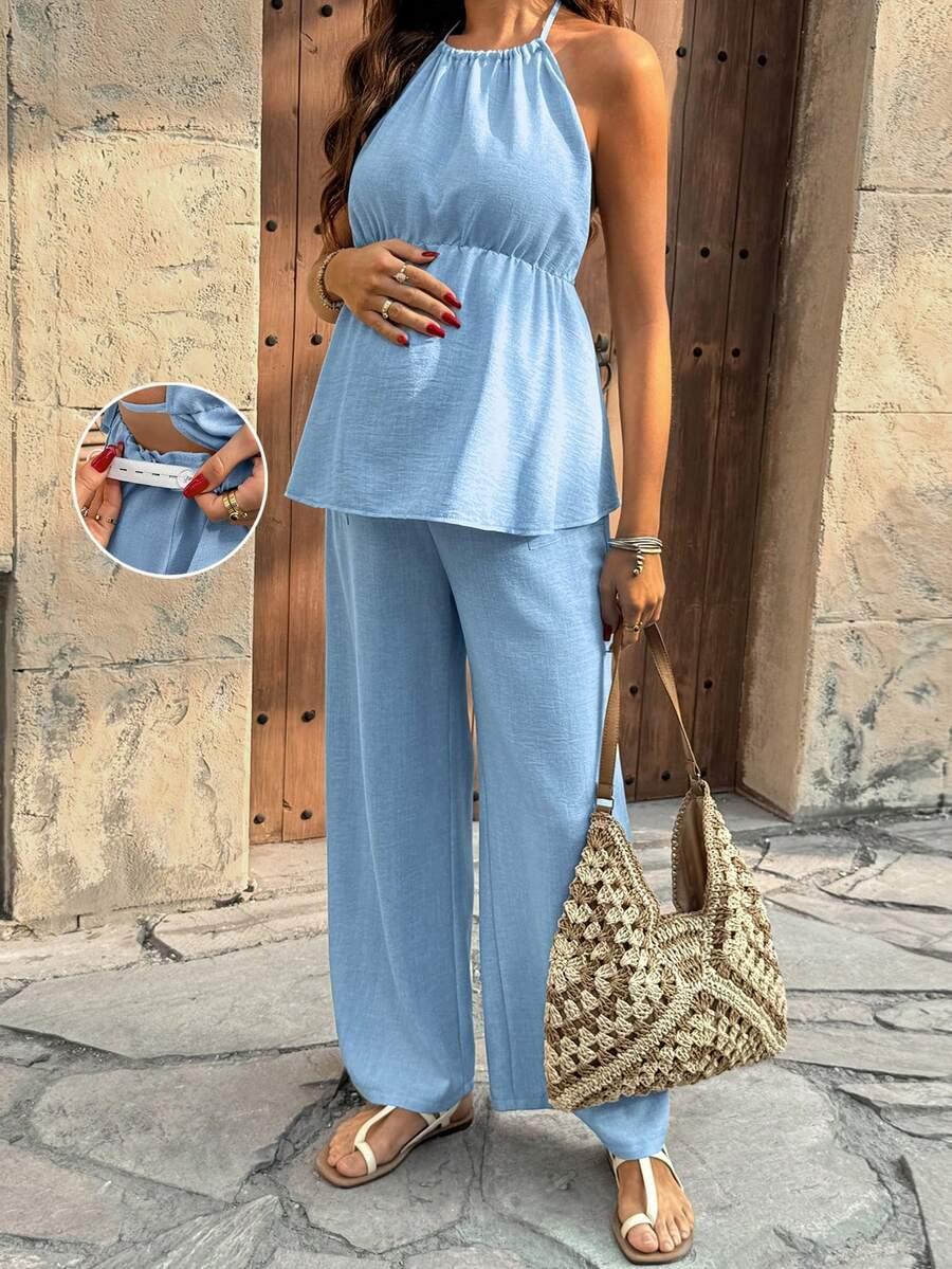 SHEIN NIEBIESKI TOP WIĄZANIE S06__S