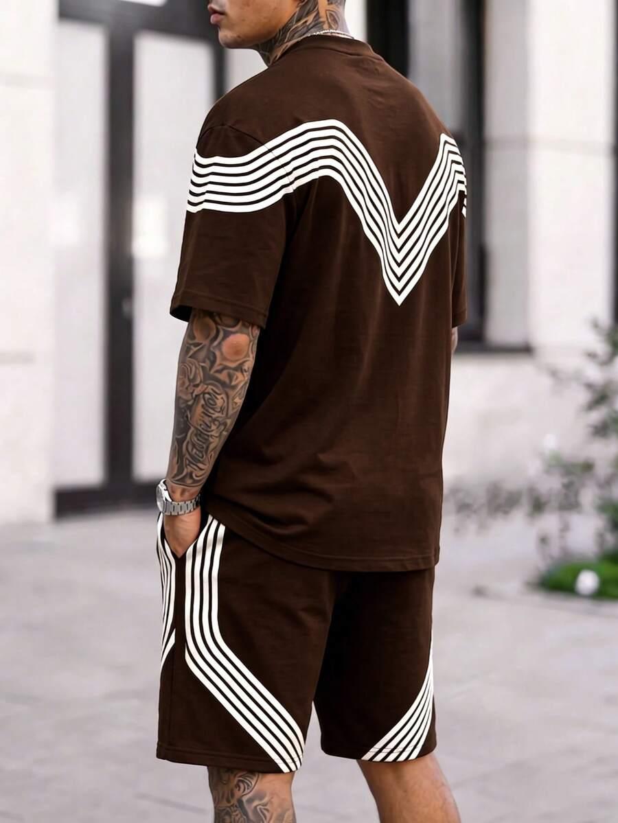 FRACTYR BRĄZOWY T-SHIRT SPODENKI KOMPLET S06__XS