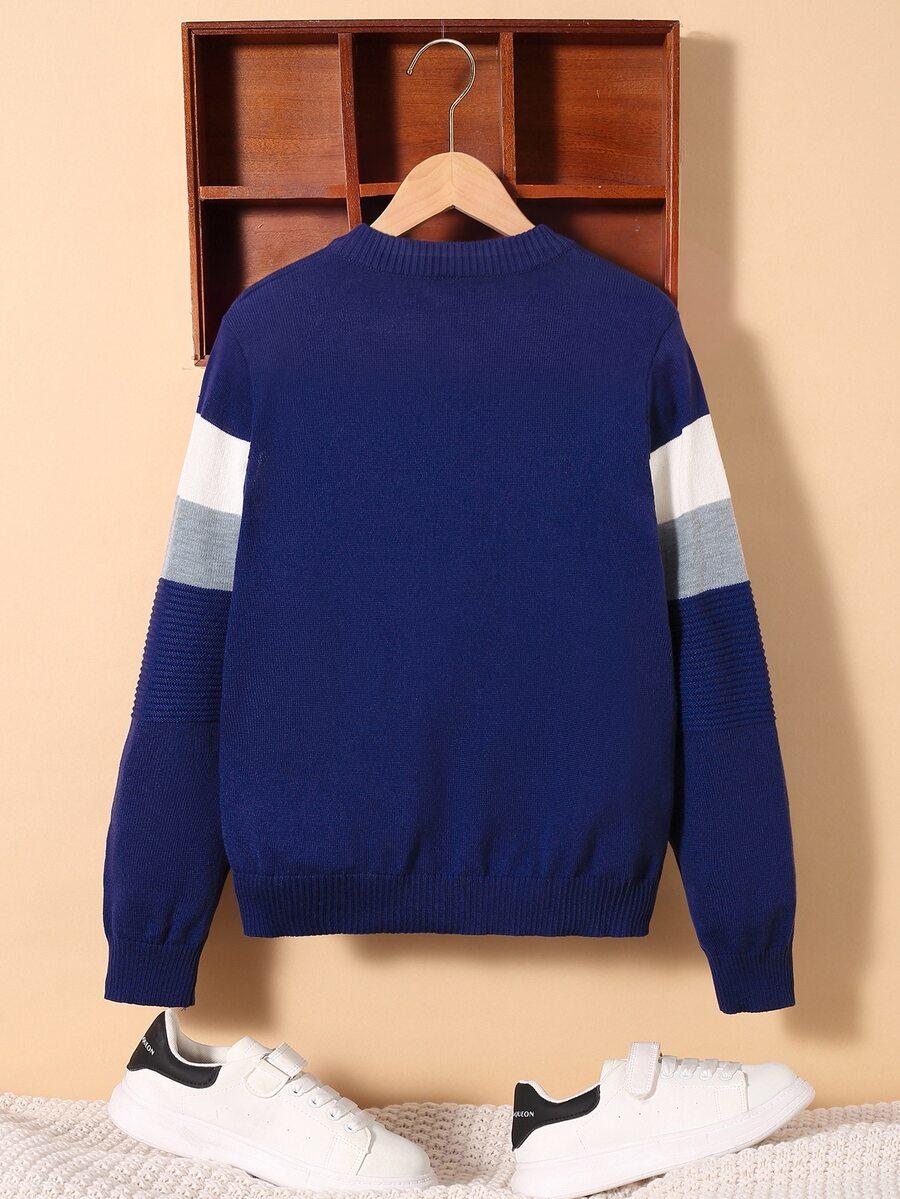 SHEIN NIEBIESKI SWETER PASKI S06__122-128