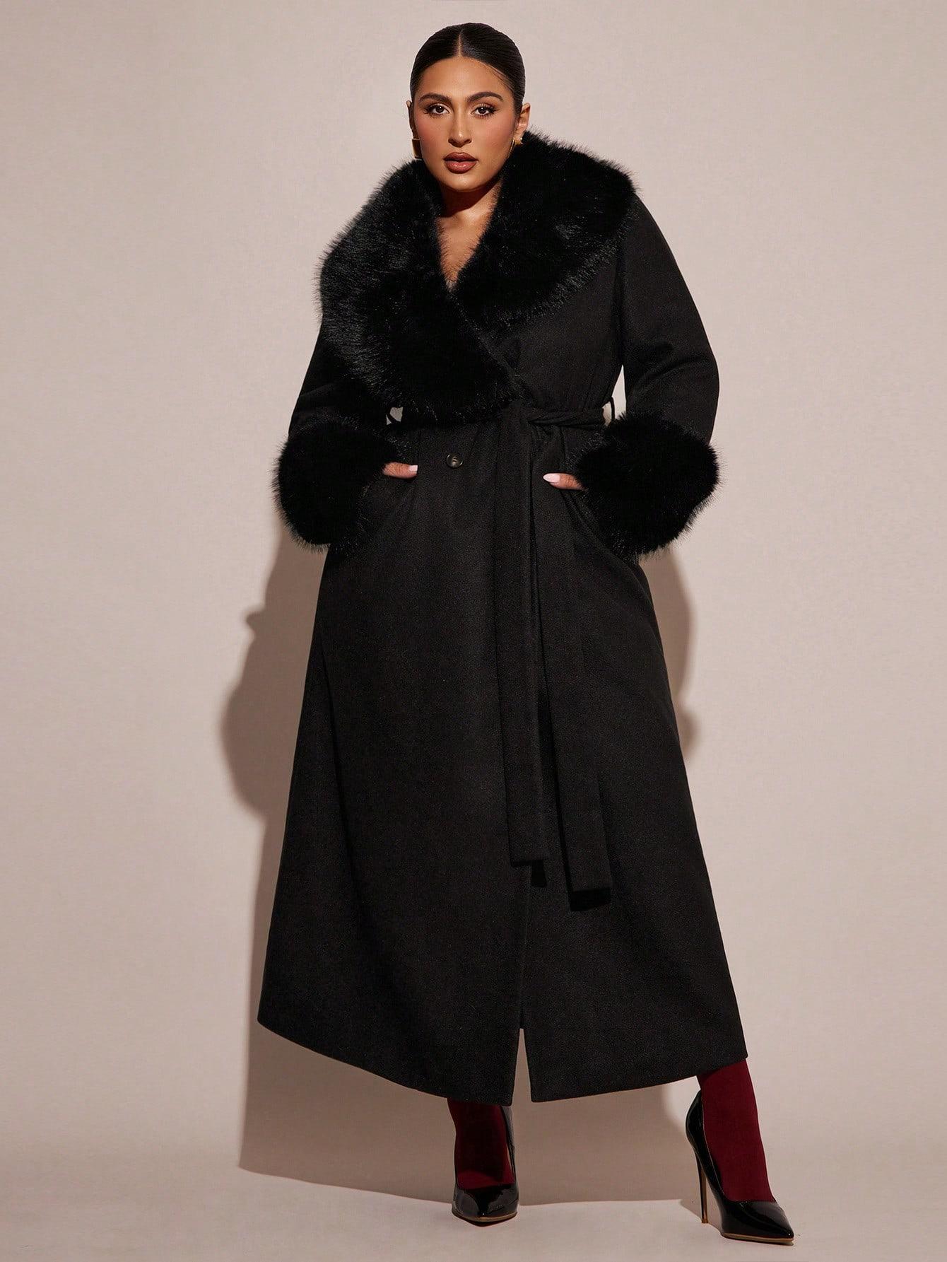 SHEIN CZARNY PŁASZCZ FUTERKO W01__48